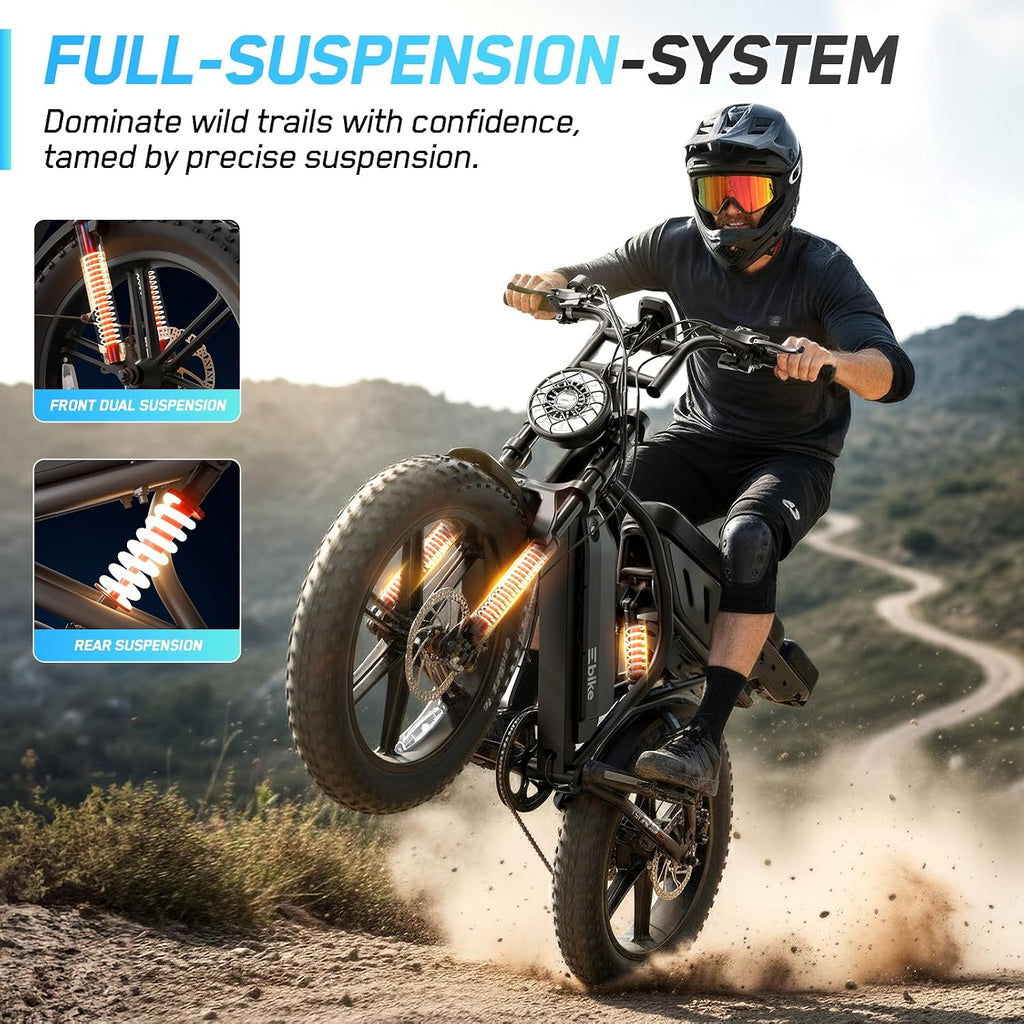 Electric Bike for Adults,48V15Ah Removable Battery Retro Ebike,Suspension