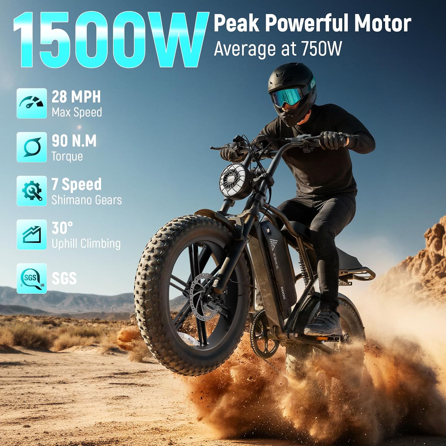 TST Electric Bike - 48V 15Ah Battery, 1500W Peak Motor, 20 * 4.0 Fat Tire