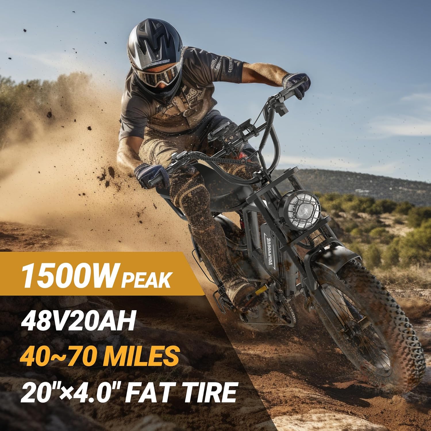 Electric E-Bike | Full Suspension | 1500W Peak Motor | 31/25 mph Top Speed | 25–70 Range | 48V 960/748 Wh Removable Battery | LED Headlights | 20/16-Inch All-Terrain Fat Tires |