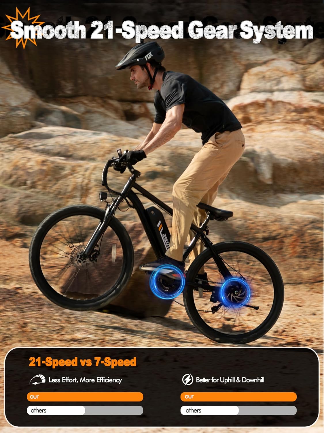 M200 Electric Bike for Adults – 21-Speed Gear 27.5" Mountain E-Bike, 1200W Peak Brushless Motor 28MPH, 48V 10.4Ah&13Ah Removable Battery, Up to 55-65 Miles Range, Step Over Commuter E-MTB, NFC Unlock
