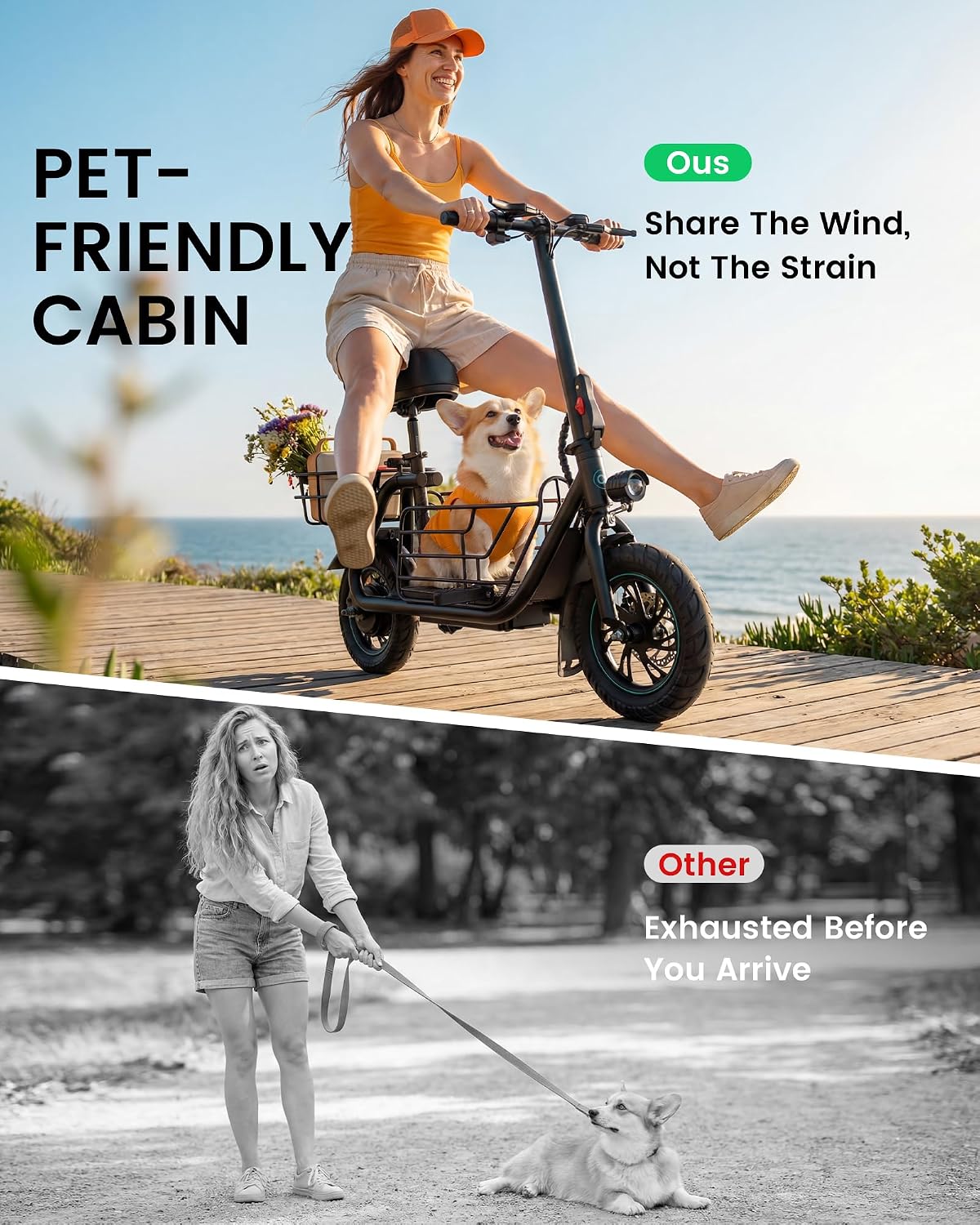 Gyroor Electric Scooter with Seat for Adults 20 Miles Range
