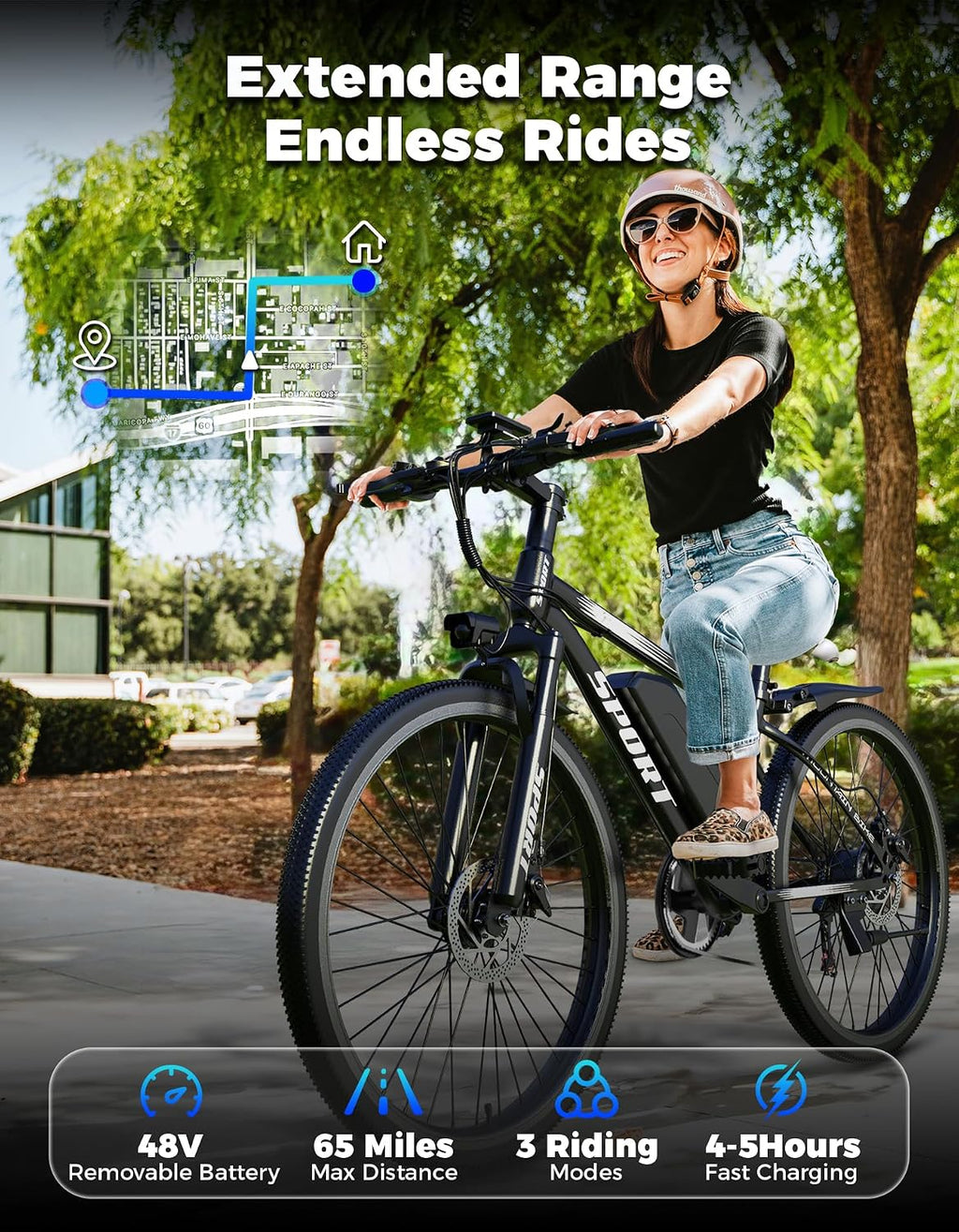 ASKGO Electric Mountain Bike for Adults, 1500W Peak Motor Ebike, 7 Speed