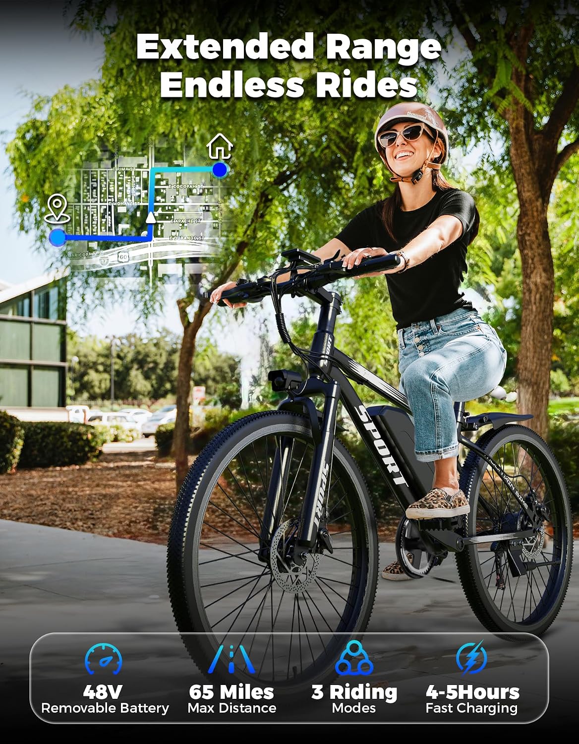 ASKGO Electric Mountain Bike for Adults, 1500W Peak Motor Ebike, 7 Speed