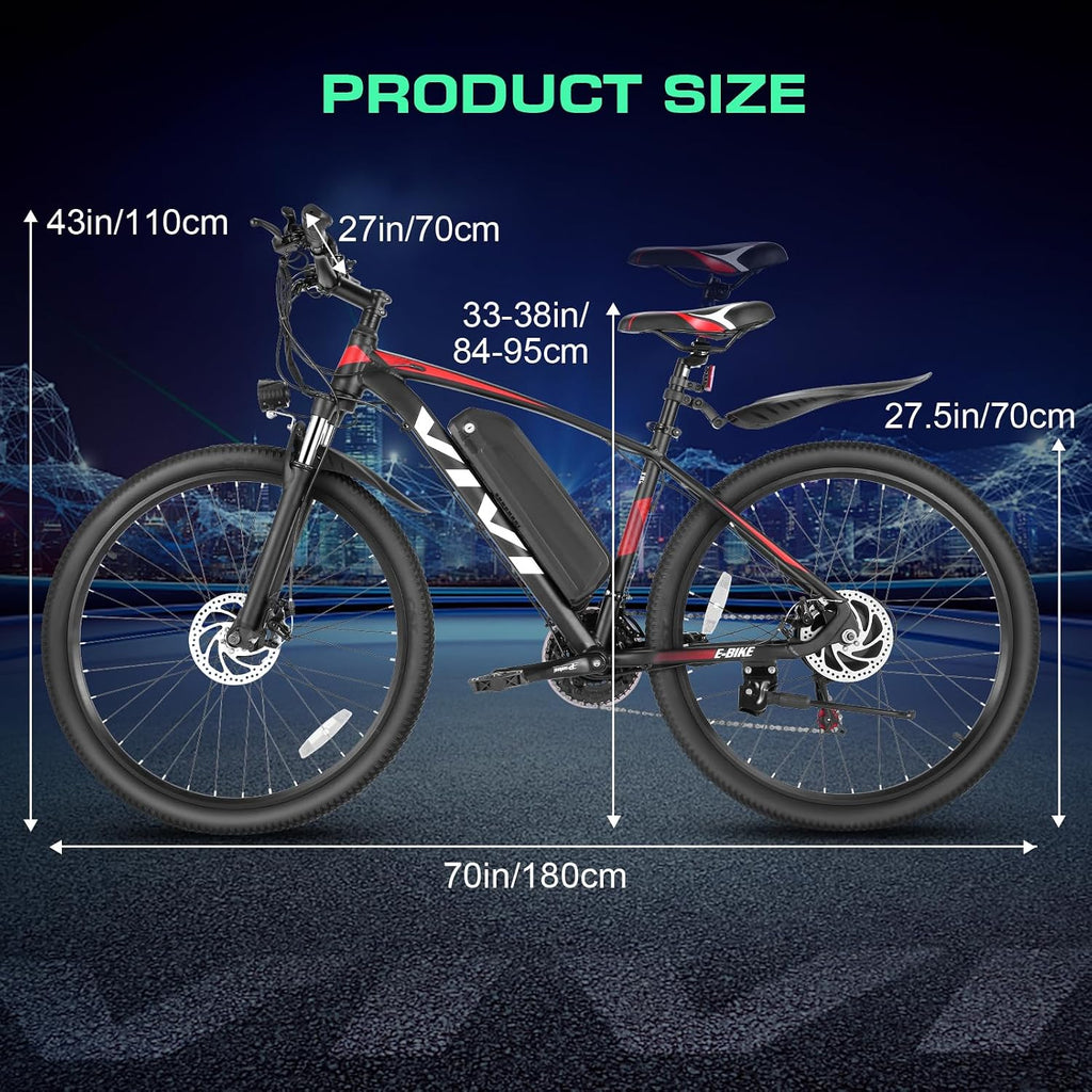 Vivi Electric Bike for Adults, 27.5" Tire E Bike 21 Speed, Basic 19.8+ MPH