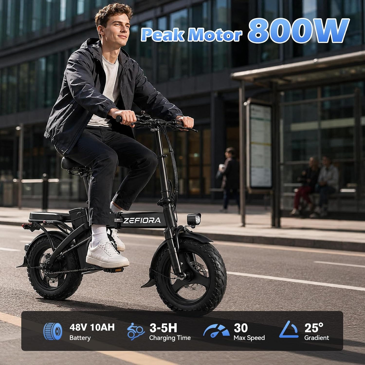Folding Electric Bike for Adults, 14 Inch Mini Ebike for Commuting