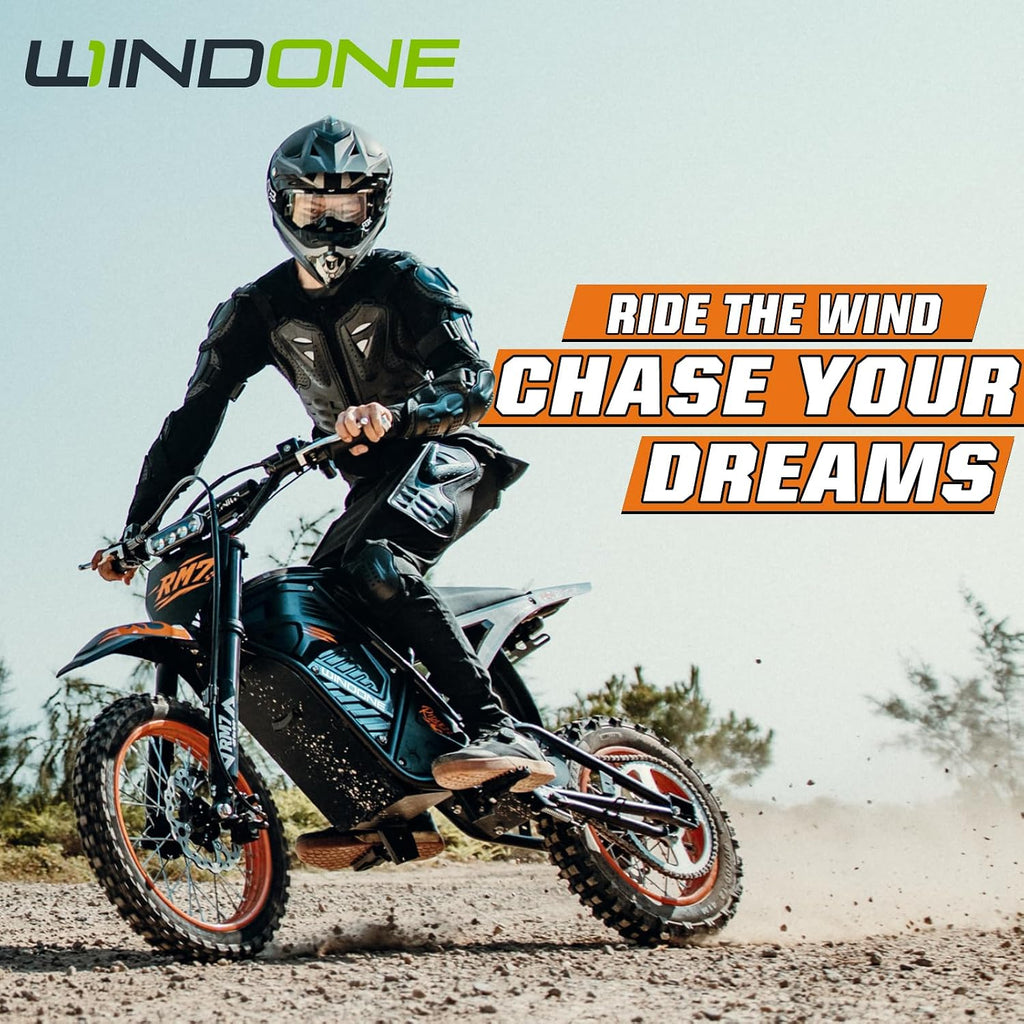 Windone RM7 Electric Dirt Bike for Teens & Adults, 48V 22.5Ah, 37MPH & 45-Mile Electric Motorcycle, 2200W Ebike, 14"/12" Off-Road Tire E-Bike, Dual Hydraulic Brakes, Full Suspension, Fit Age 13+