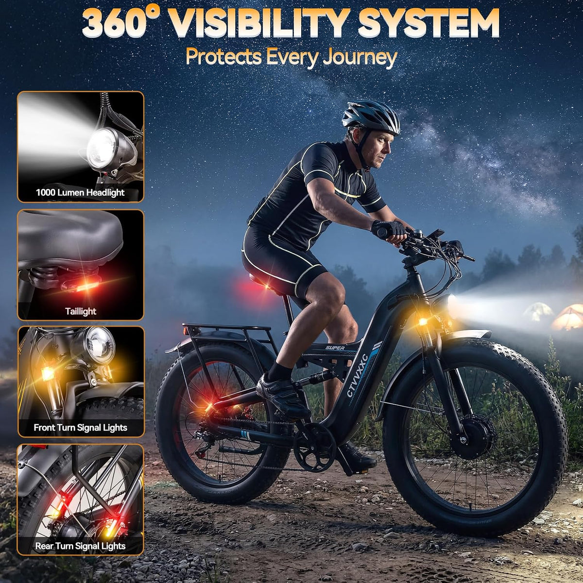 8000W Peak 52V Dual Motor Ebike for Adults,50 MPH Max Electric Dirt Bike