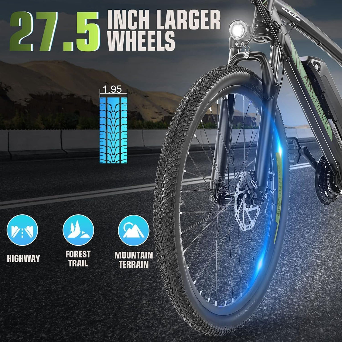 ANCHEER Electric Bike for Adults, 27.5”Electric Mountain Bike with 750W Peak Motor, 48V 499Wh Battery, Up to 60 Miles, Fast 3-Hour Charging, 21-Speed Ebike