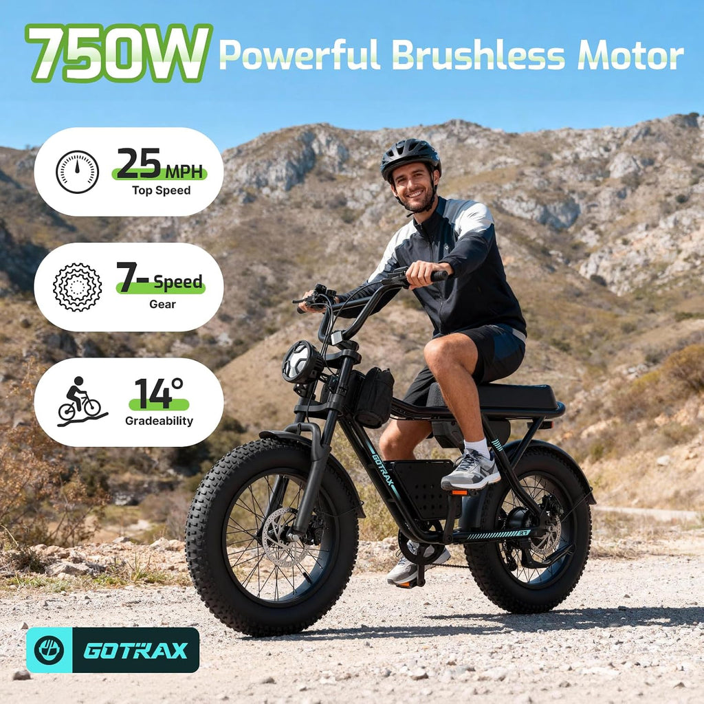 Gotrax R7 20" Electric Bike for Adult, 750W Peak Motor, 45 Miles Range