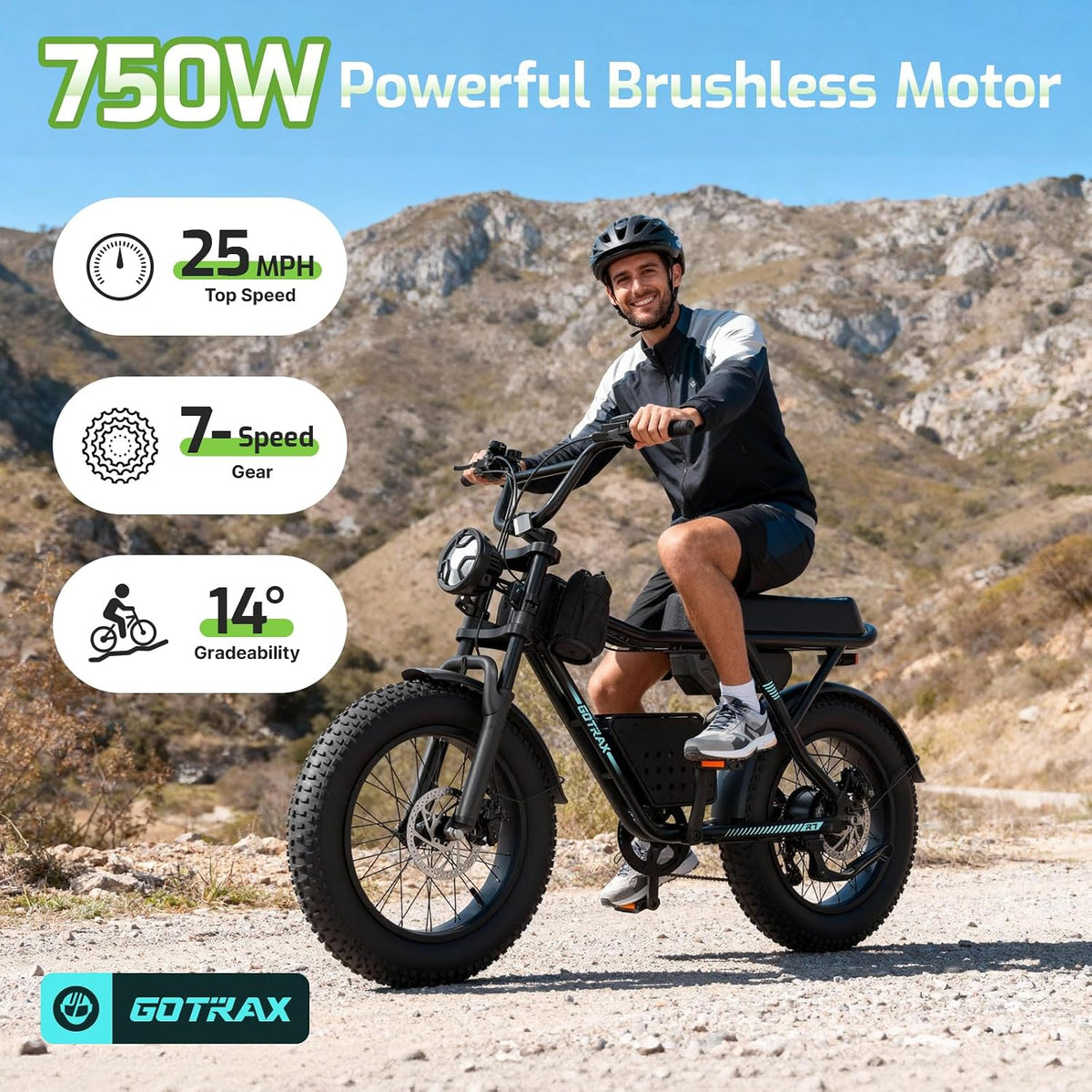 Gotrax R7 20" Electric Bike for Adult, 750W Peak Motor, 45 Miles Range