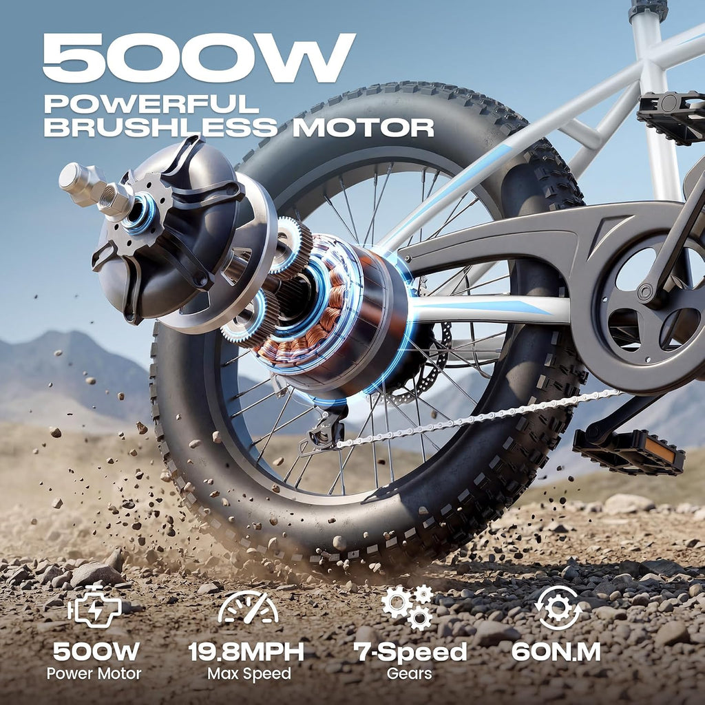 Wooken Electric Bike for Adults, 20"x4.0" Fat Tire Electric Bike
