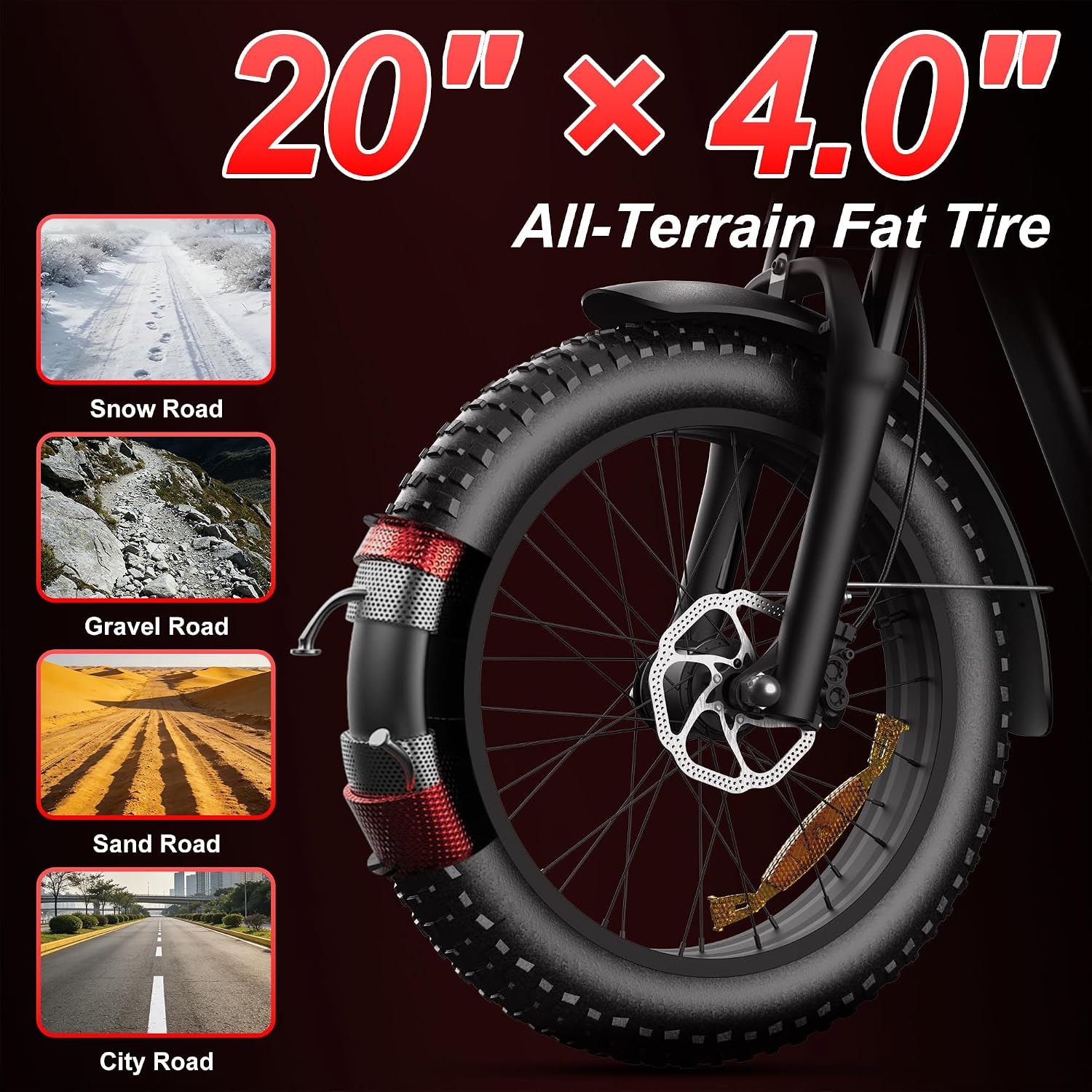 VEXXOR Electric Bike for Adults, 1000/1500/3000W 20" Fat Tire Ebike