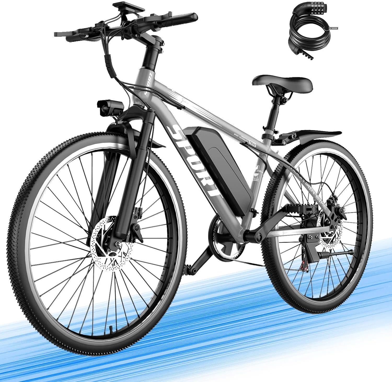 ASKGO Electric Bike for Adults, 1500W Peak Mountain Ebike, 65 Miles Range, 7 Speed, 48V 10.4Ah Removable Battery Ebike, 26" Electric Bicycle for Commute