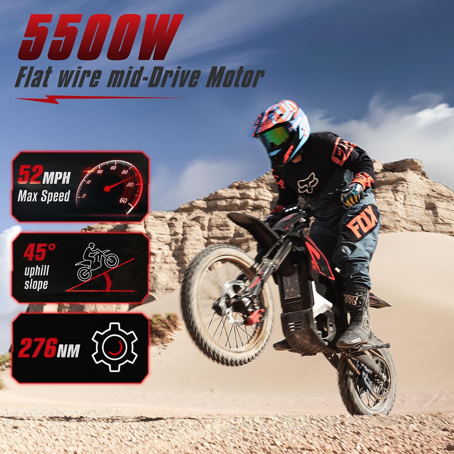 T500-V58 52+MPH Electric Dirt Bike Teens Adults