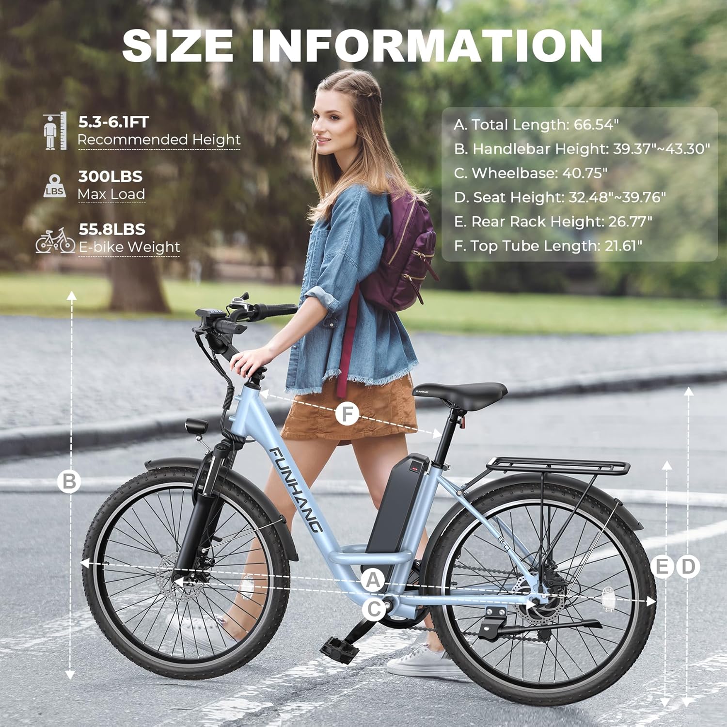 Funhang Electric Bike for Adults, 26" City Cruiser Ebike with 1000W Peak Motor, 20MPH 50 Miles Commuter Adult Electric Bicycles with 48V Battery, Adjustable Stem, 7-Speed, UL 2849 Certified