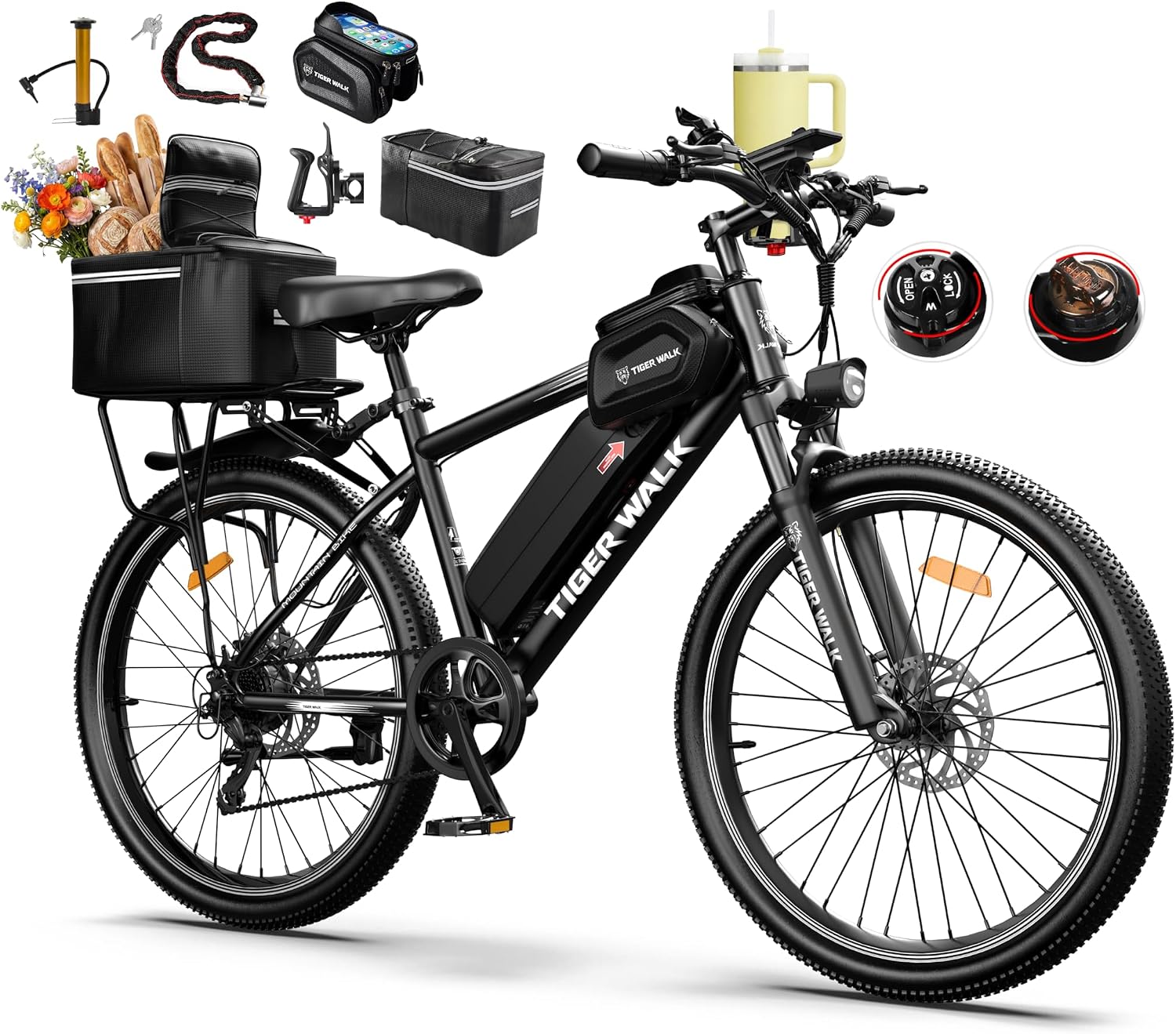 Electric Bike for Adults, 26" Mountain Ebike, 1500W Peak, 48V 10Ah