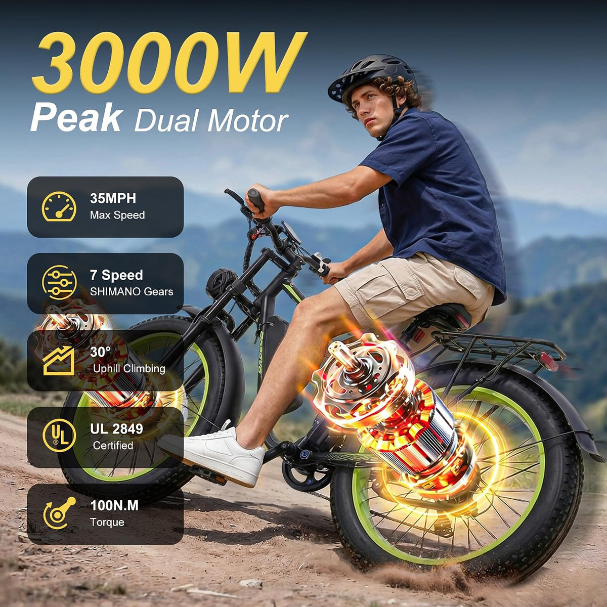 Roadvo Electric Bike for Adults Fat Tire Mountain E Bike