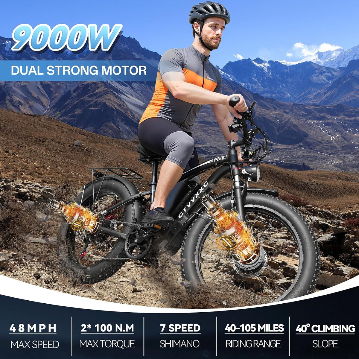 9000W Dual Motor Ebike for Adults Men,Max 48MPH Fast Electric Bike
