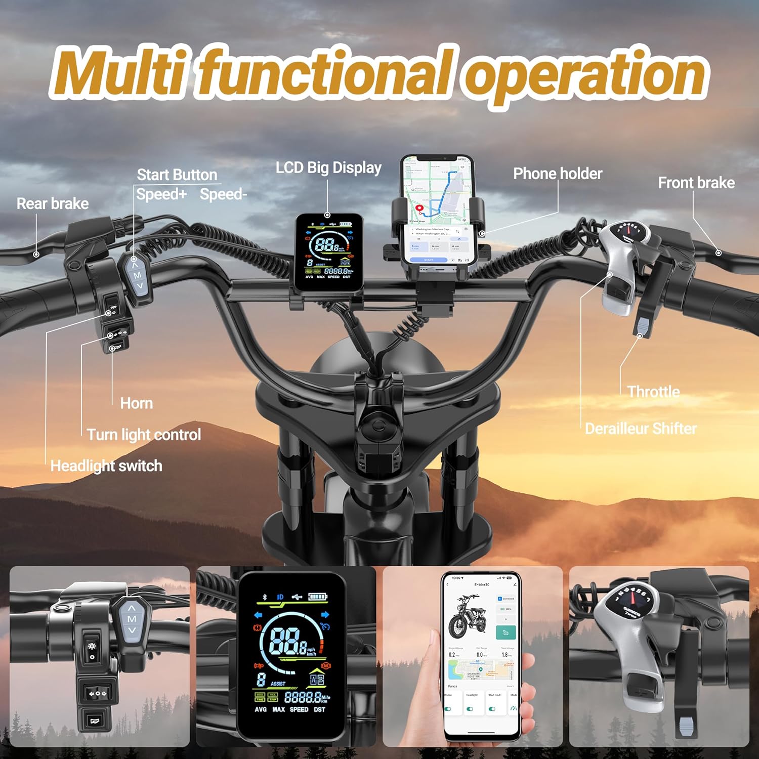 Electric E-Bike | Full Suspension | 1500W Peak Motor | 31/25 mph Top Speed | 25–70 Range | 48V 960/748 Wh Removable Battery | LED Headlights | 20/16-Inch All-Terrain Fat Tires |