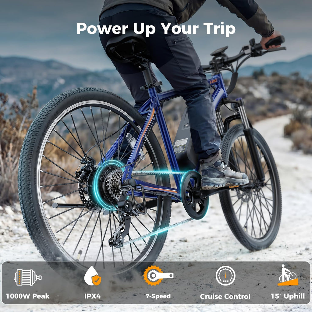 Jasion EB5 Electric Bike for Adults 26" tire with 1000W Peak Motor