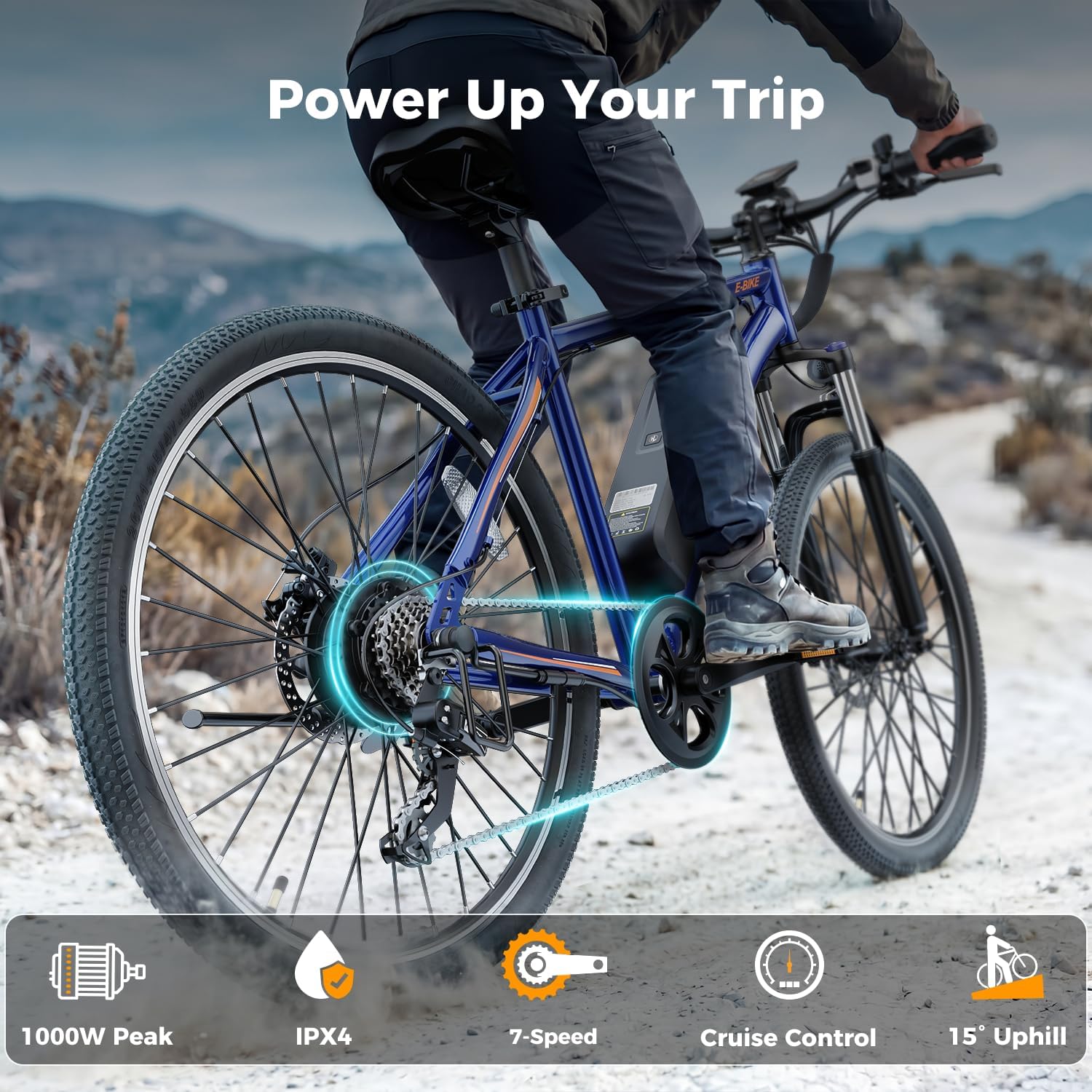 Jasion EB5 Electric Bike for Adults 26" tire with 1000W Peak Motor