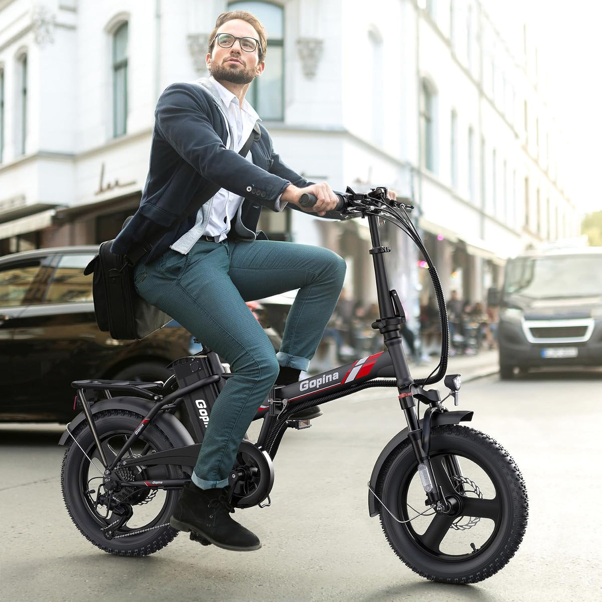 Vivi Gopina Electric Adult Bike, 16" x 3.0 Fat Tire e Bike, 500W Bicycle