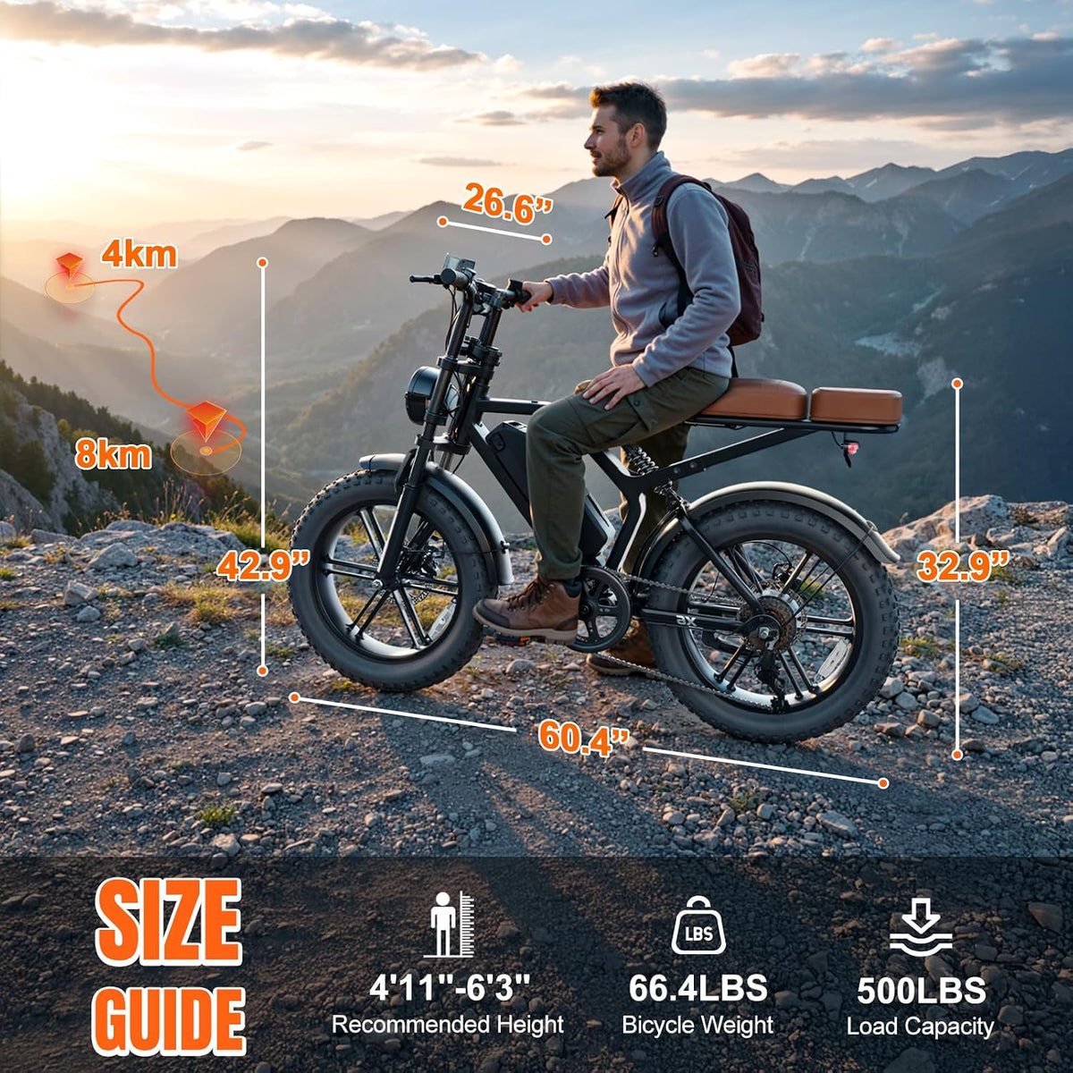 TST Electric Bike for Adults with 48V 15Ah Removable Battery, 1500W Peak Motor 60 Miles Ebike, 20" Fat Tire E Bike, Full Suspension, Disc Brakes, LCD Display, APP Control and 7-Speed Electric Bicycle