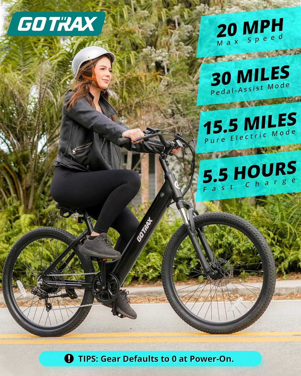 Gotrax Dolphin 26" Step -Thru Electric Bike for Adults, Max 30 Mile & 20Mph