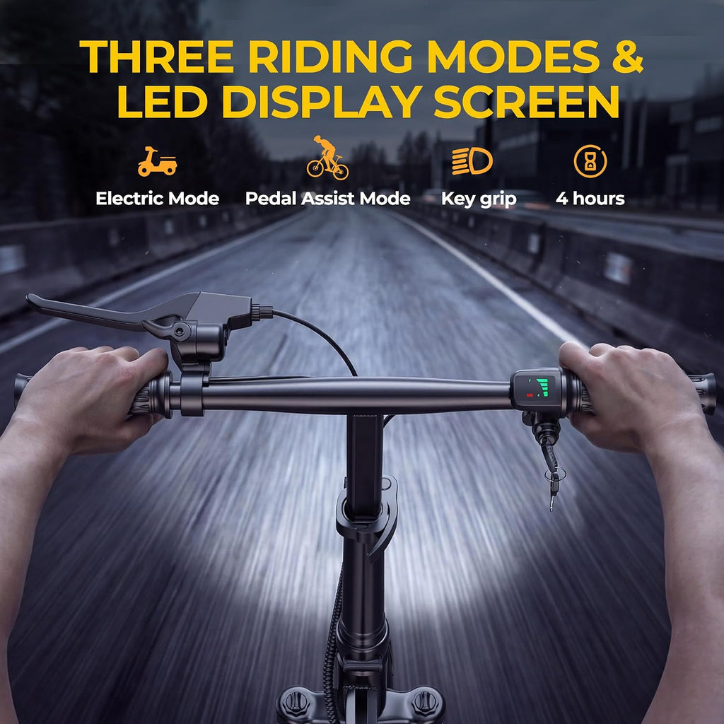 WERHY Electric Bike for Adults, 500W Motor, 20 MPH Max Speed Folding Ebike, 14" Electric Bicycles, Max 20/30 Miles Range (Pedal Assist Mode), Mini E Bikes