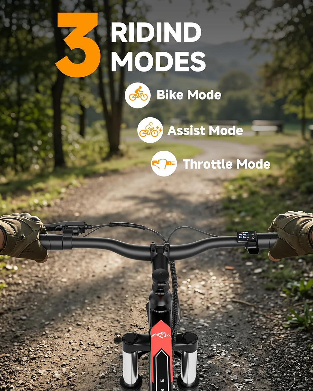 NAVIC Electric Bike for Adults, 1000W Brushless Motor 26 Inch Ebike, 48V Removable Battery Power for 30 Miles Range, 20 MPH Top Speed, 3 Riding Modes Front Suspension Commuter E Bicycle