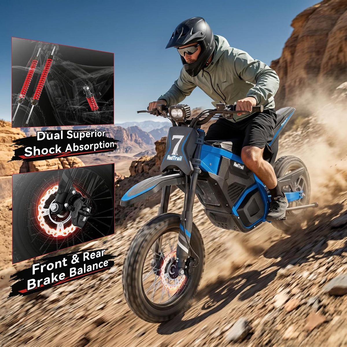 48V Electric Dirt Bike for Adults & Teens , Peak & 16-40 MPH