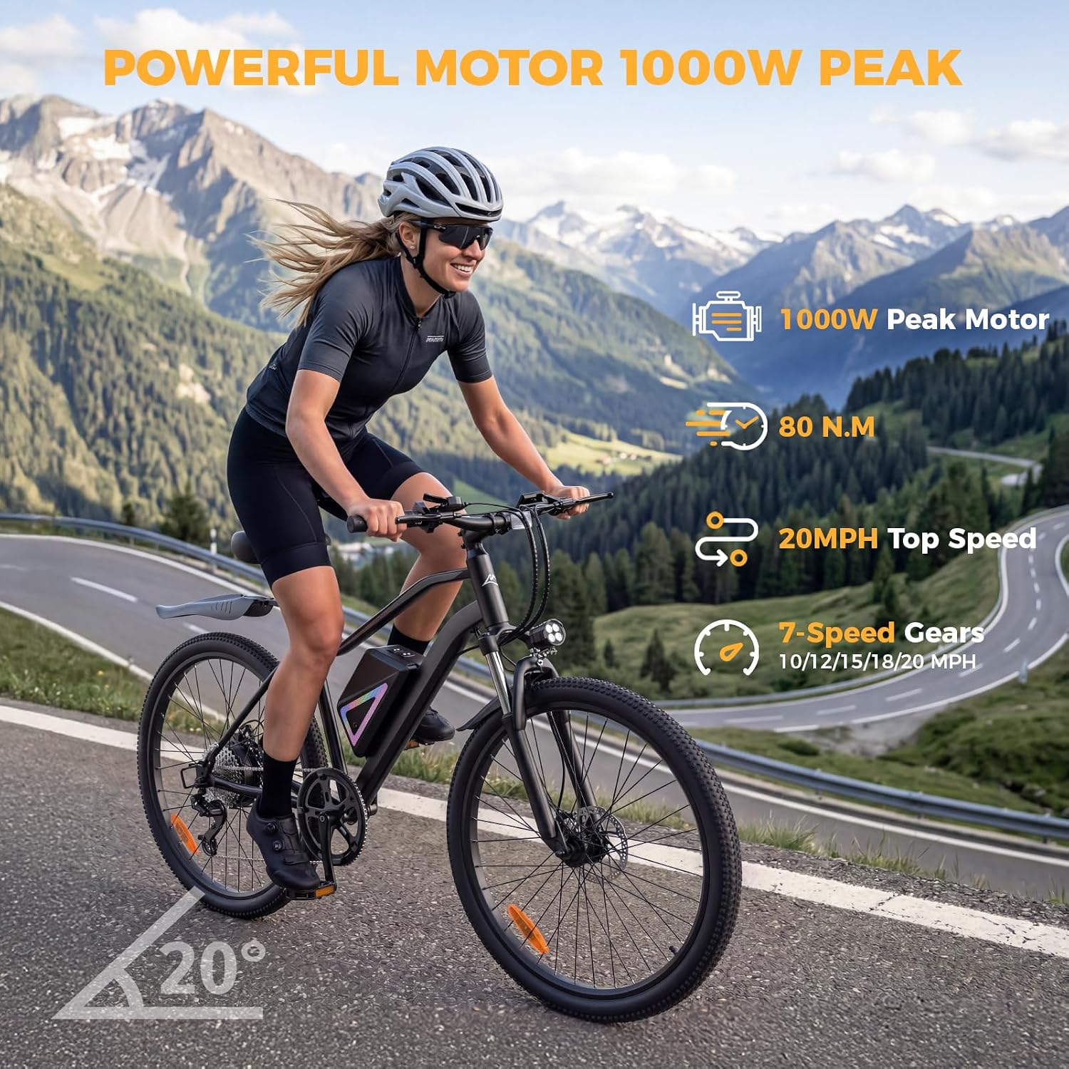Electric Bike for Adults, 1500W/1000W Peak Motor 26"/14" Ebike