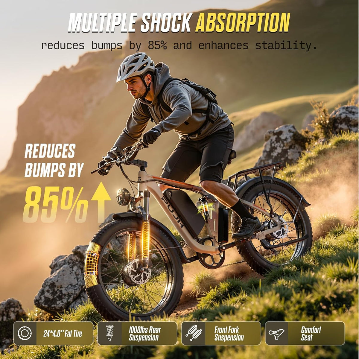 6000W 60V Dual Motor Electric Bike Up to 100Mi 24" Fat Tire for Adults
