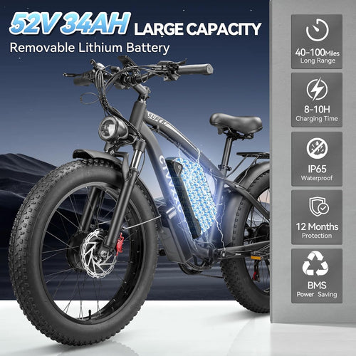 9000W Dual Motor Ebike for Adults Men,Max 48MPH Fast Electric Bike