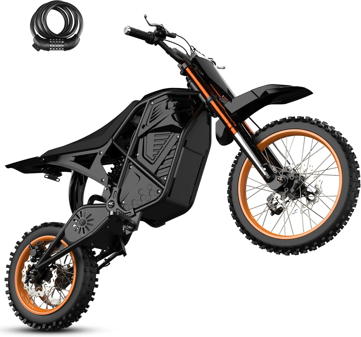 Electric Dirt Bike for Teens Adults, Mid-Drive Motor 3500W Peak, Electric Motorcycle 48V23Ah Battery, 53-Mile Range, 38-46mph, Hydraulic Nitrogen Dual Shock Absorbers