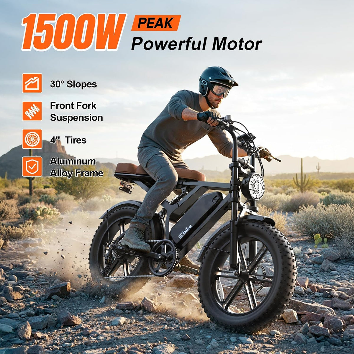 TST Electric Bike for Adults with 48V 15Ah Removable Battery, 1500W Peak Motor 60 Miles Ebike, 20" Fat Tire E Bike, Full Suspension, Disc Brakes, LCD Display, APP Control and 7-Speed Electric Bicycle
