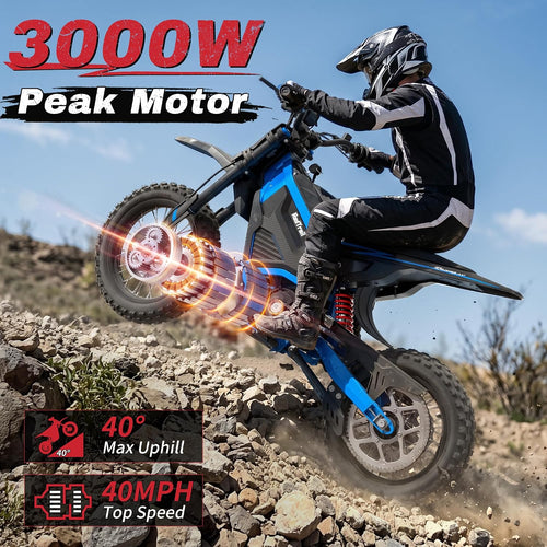 48V Electric Dirt Bike for Adults & Teens , Peak & 16-40 MPH