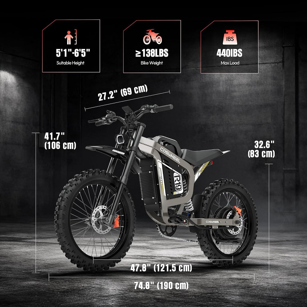 R19 Electric Dirt Bike, 9000W Peak Motor Electric Motorcycle