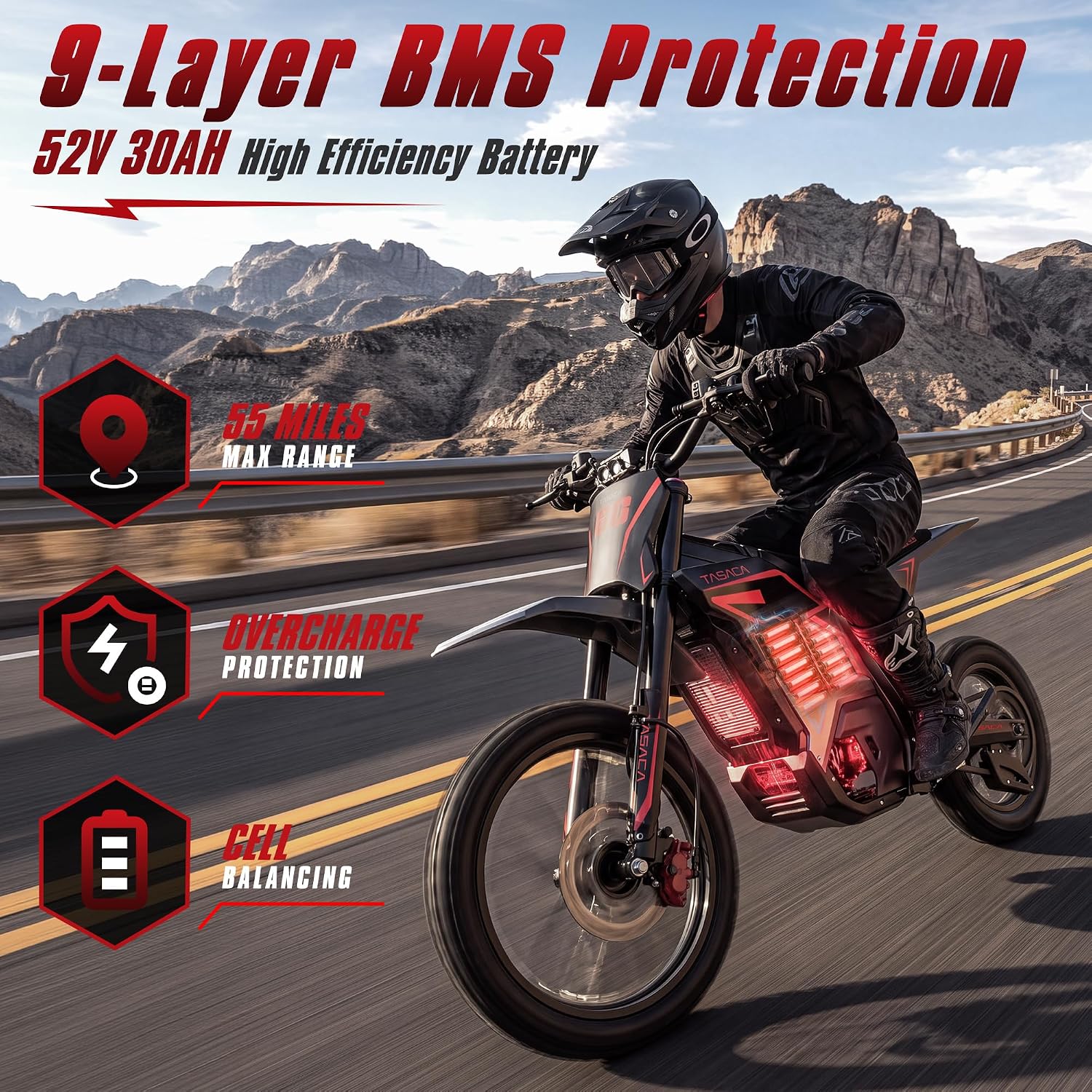 T500-V58 52+MPH Electric Dirt Bike Teens Adults