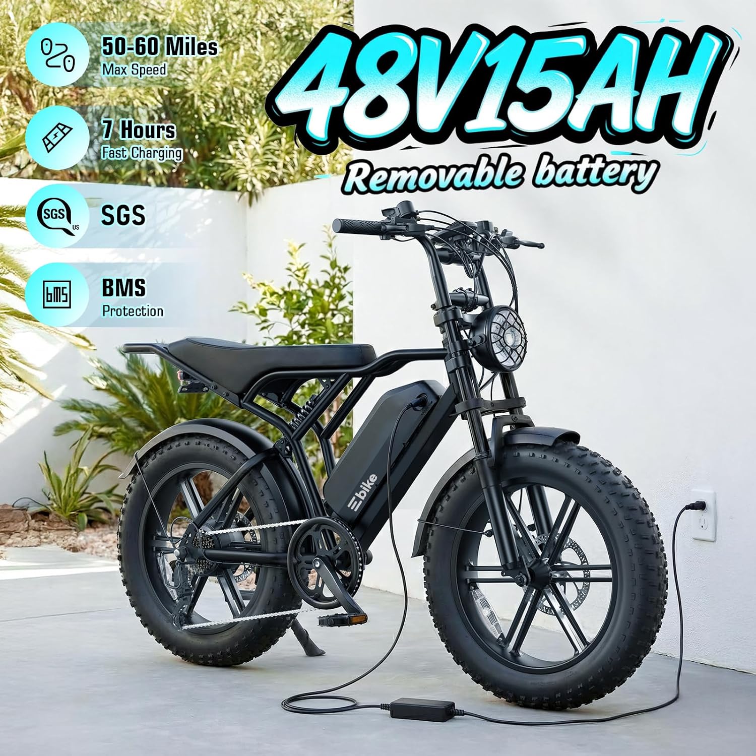 TST Electric Bike for Adults, 48V 15Ah Battery for Urban Cycling, Fat Tire