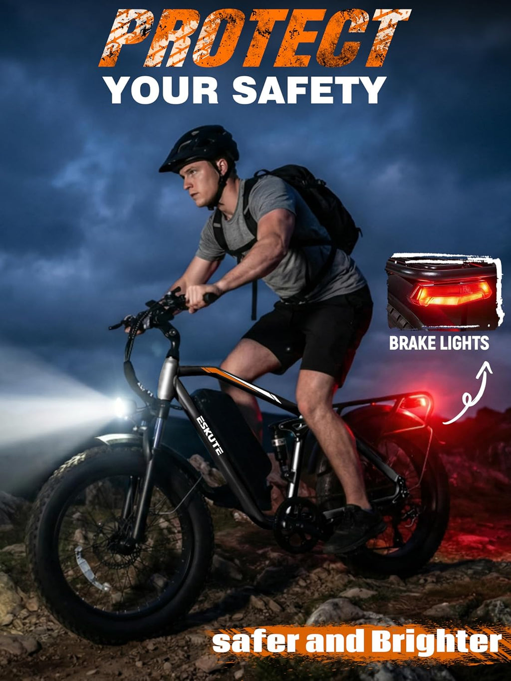ESKUTE M300F Electric Bike for Adults, 52V 20.8Ah Long Range Battery, 33MPH Fast Ebike 1200W Motor, 20" x 4" Fat Tire Electric Mountain Bike for Men Women, Full Suspension, Commute, Off-Road