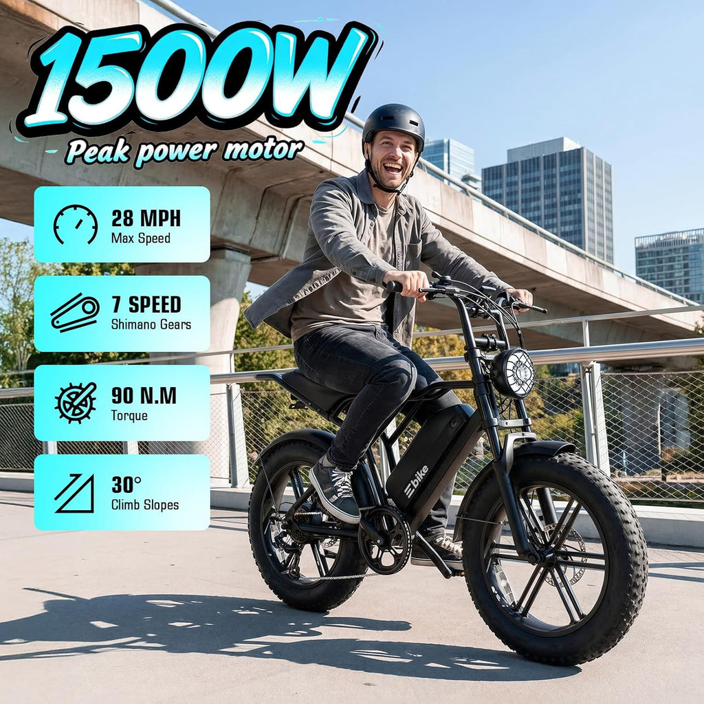 TST Electric Bike for Adults, 48V 15Ah Battery for Urban Cycling, Fat Tire