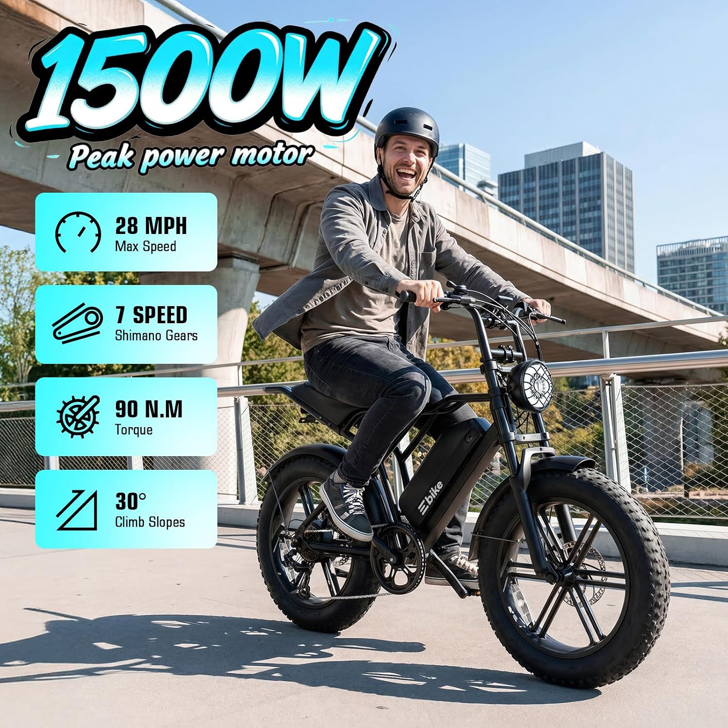 TST Electric Bike for Adults, 48V 15Ah Battery for Urban Cycling, Fat Tire