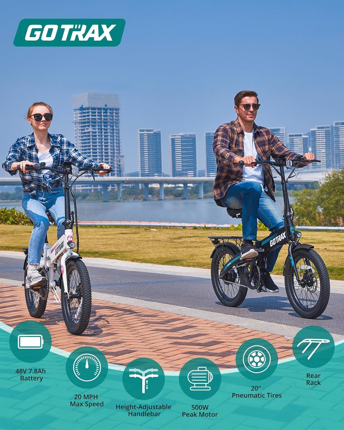 Gotrax R1 20" Folding Electric Bike for Adults, Max 40 Miles & 20Mph Speed