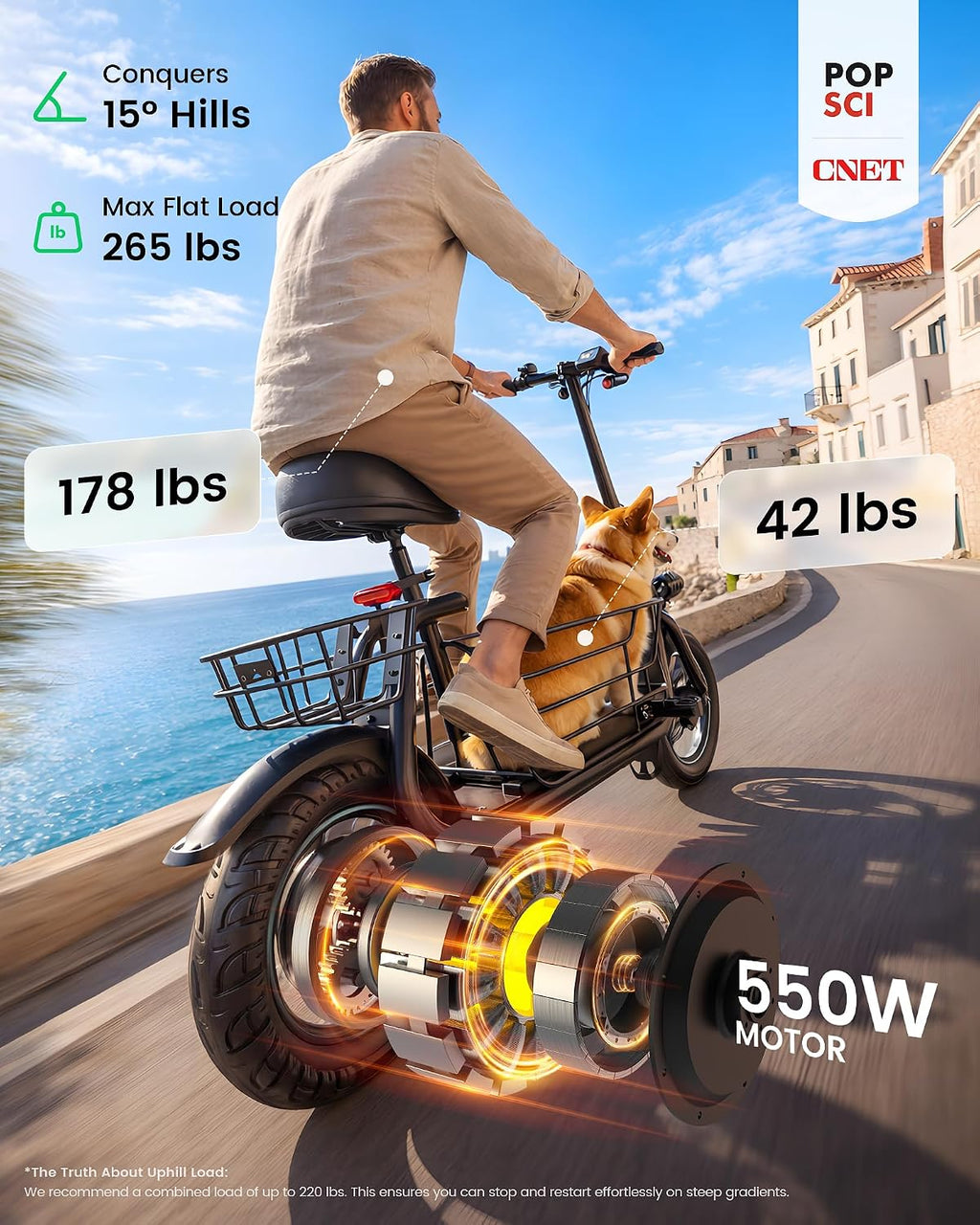 Gyroor Electric Scooter with Seat for Adults 20 Miles Range