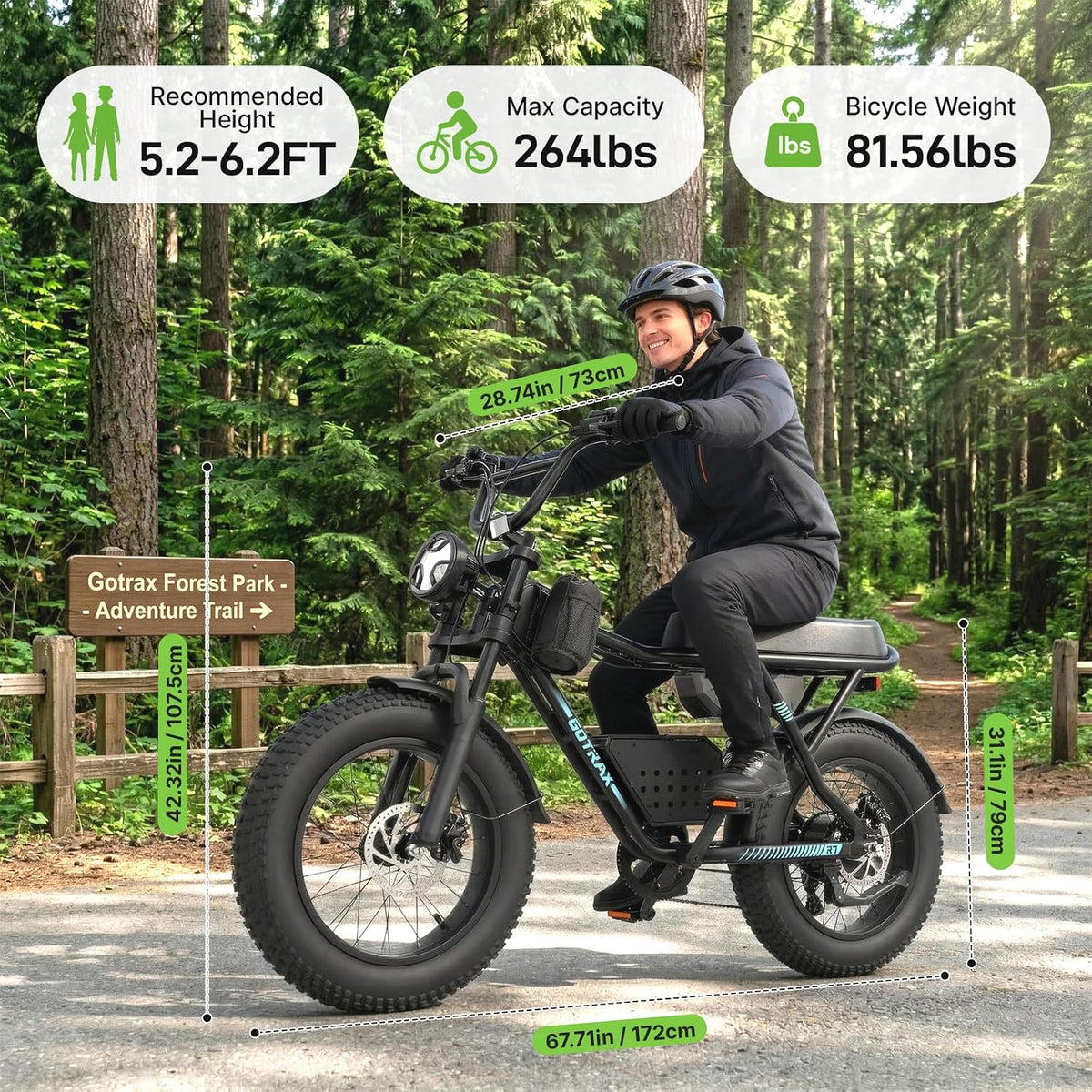 Gotrax R7 20" Electric Bike for Adult, 750W Peak Motor, 45 Miles Range