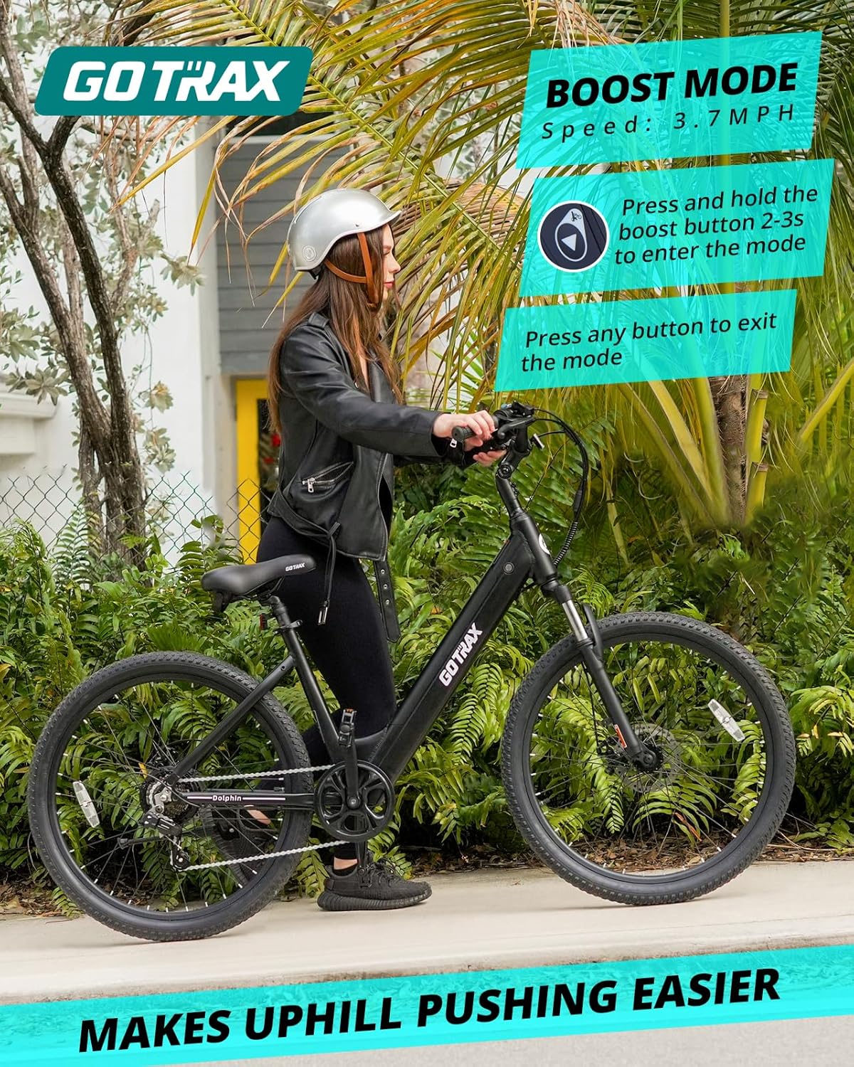 Gotrax Dolphin 26" Step -Thru Electric Bike for Adults, Max 30 Mile & 20Mph