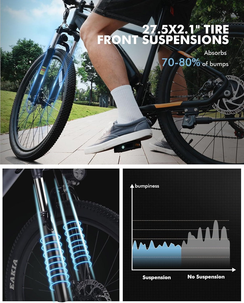 Qlife Electric Bike for Adults/Teens Racer, 21-Speed Peak 1200W Brushless Motor Adult Electric Bicycles, 48V 10.4Ah Removable Battery Mountain Ebike, Up to 55 Miles, 27.5X2.1 Tire E Bike