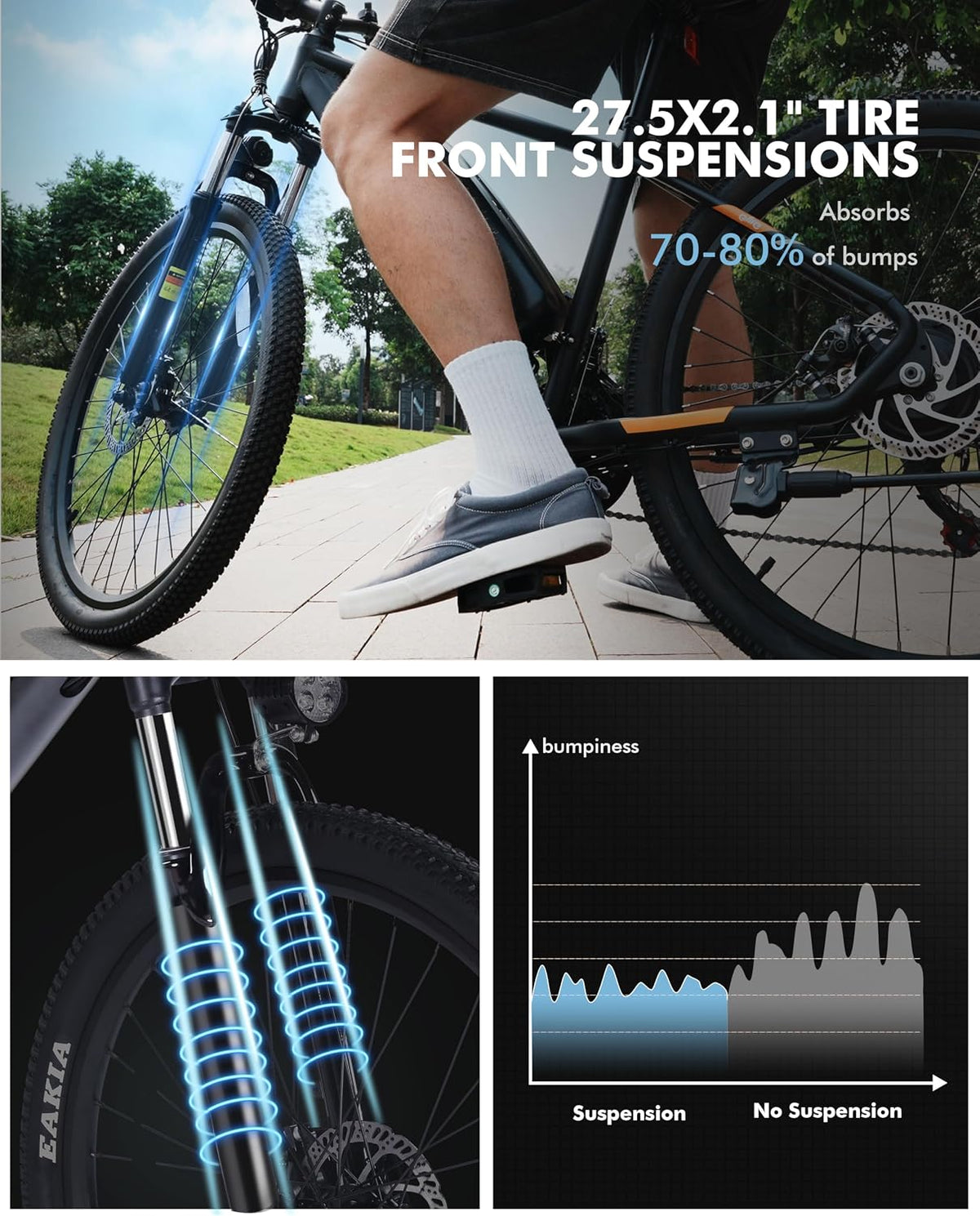 Qlife Electric Bike for Adults/Teens Racer, 21-Speed Peak 1200W Brushless Motor Adult Electric Bicycles, 48V 10.4Ah Removable Battery Mountain Ebike, Up to 55 Miles, 27.5X2.1 Tire E Bike