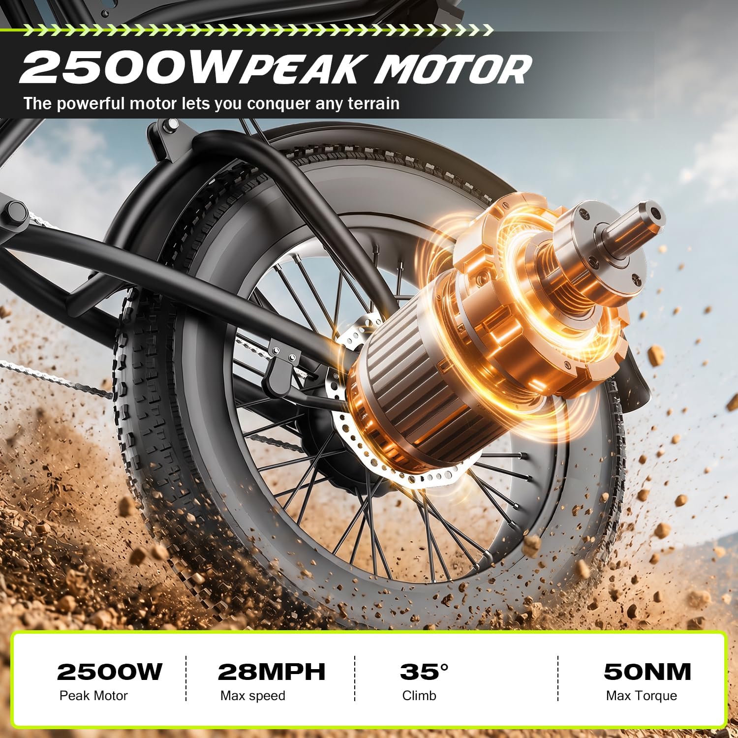 ASKGO Electric Bike for Adults Teens, 2500W Peak, 28/36 Mph & 65 Miles, 16/20" Fat Tire All-Terrain Electric Dirt Bike with 48V 20AH Removable Battery, Dual Brake Off-Road Ebike with NFC Unlock
